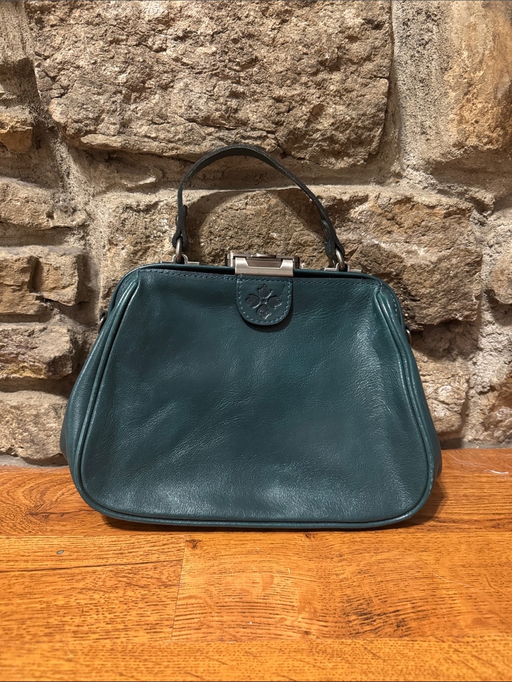 Patricia Nash Teal Leather Satchel with Top Handle